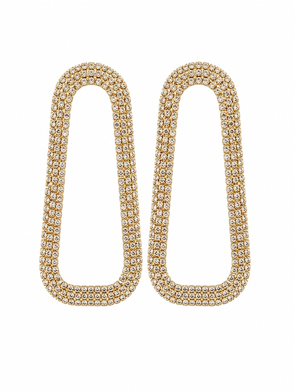 Zara Gold-Tone Crystal Oval Drop Earrings